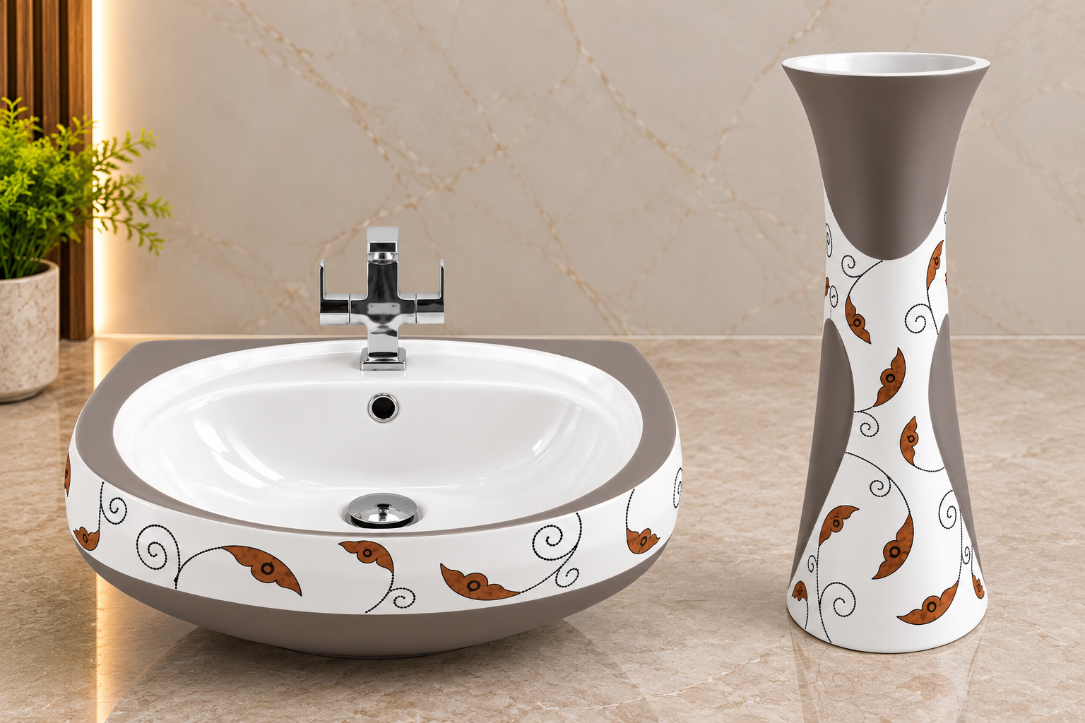 Sonet RP-1066, washbasin with pedestal (view 3)
